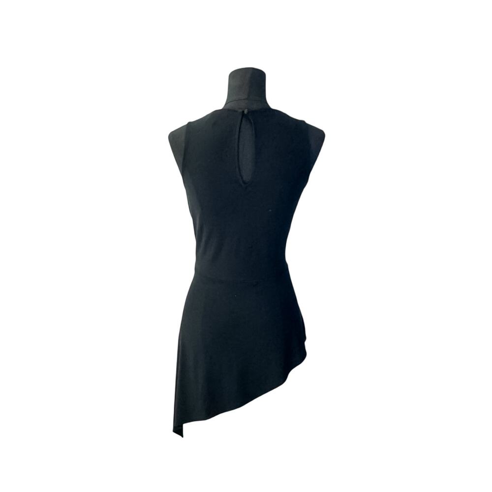 White House Black Market Black Asymmetrical Draped Sleeveless Blouse Size S - Picture 7 of 9